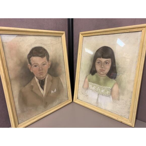 Pair of Signed Bonnie Tsach 1965 Framed Pastel Paintings of...